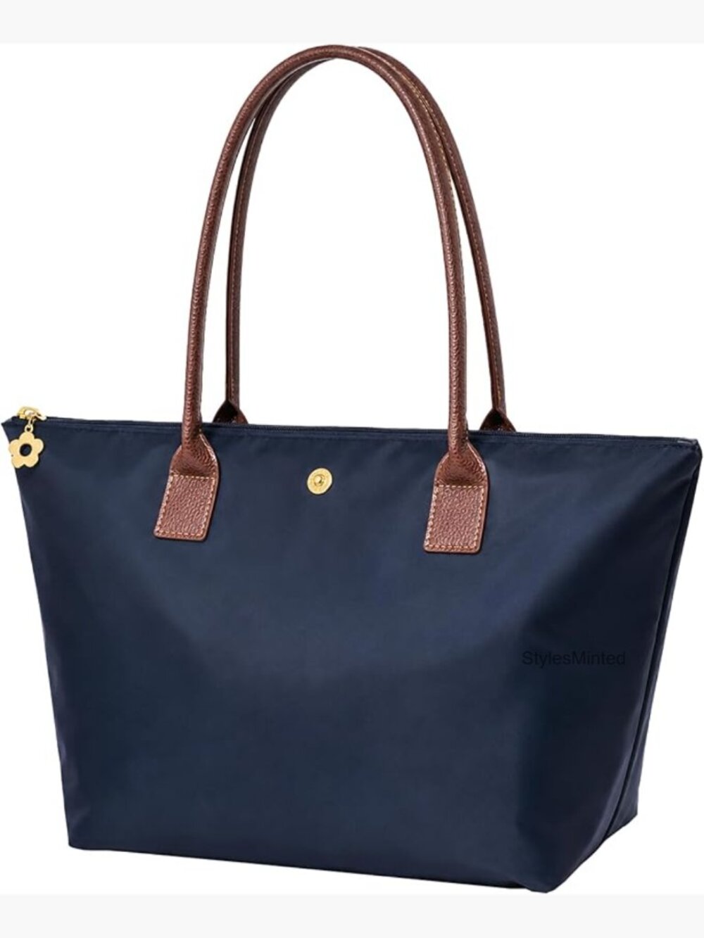 Lightweight Nylon Foldable Tote Bag with Zipper, Large Shoulder Work Travel Bag